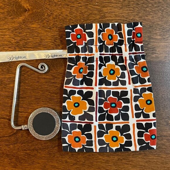 Brighton - Beautiful Handbag Table Hook w. Fabric Drawstring Bag - Picture 5 of 5